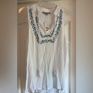 New Embroidered White Sleeveless Top
